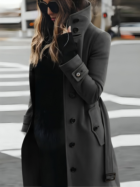 Women's Fit Warm Long Sleeve Wool Winter Jacket - Luxivelle