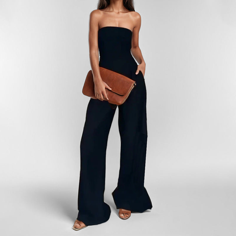 Women's Elegant Off Shoulder Wide Leg Jumpsuit - Luxivelle