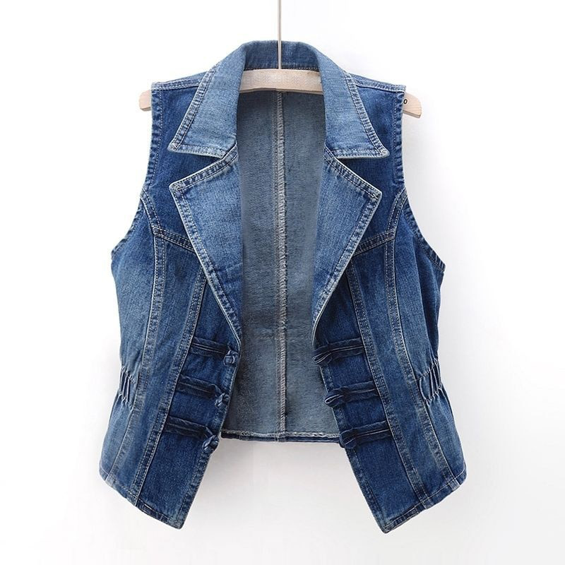 Fashionable Womens Denim Waistcoat - Luxivelle