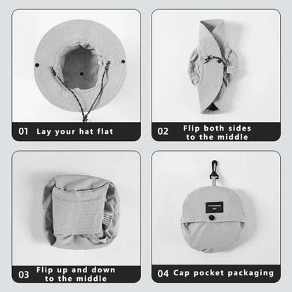 "Women's UV Protection Sun Hat with Wide Brim, UPF 50+, available in Beige, Gray, Navy Blue, stylish sun coverage accessory"