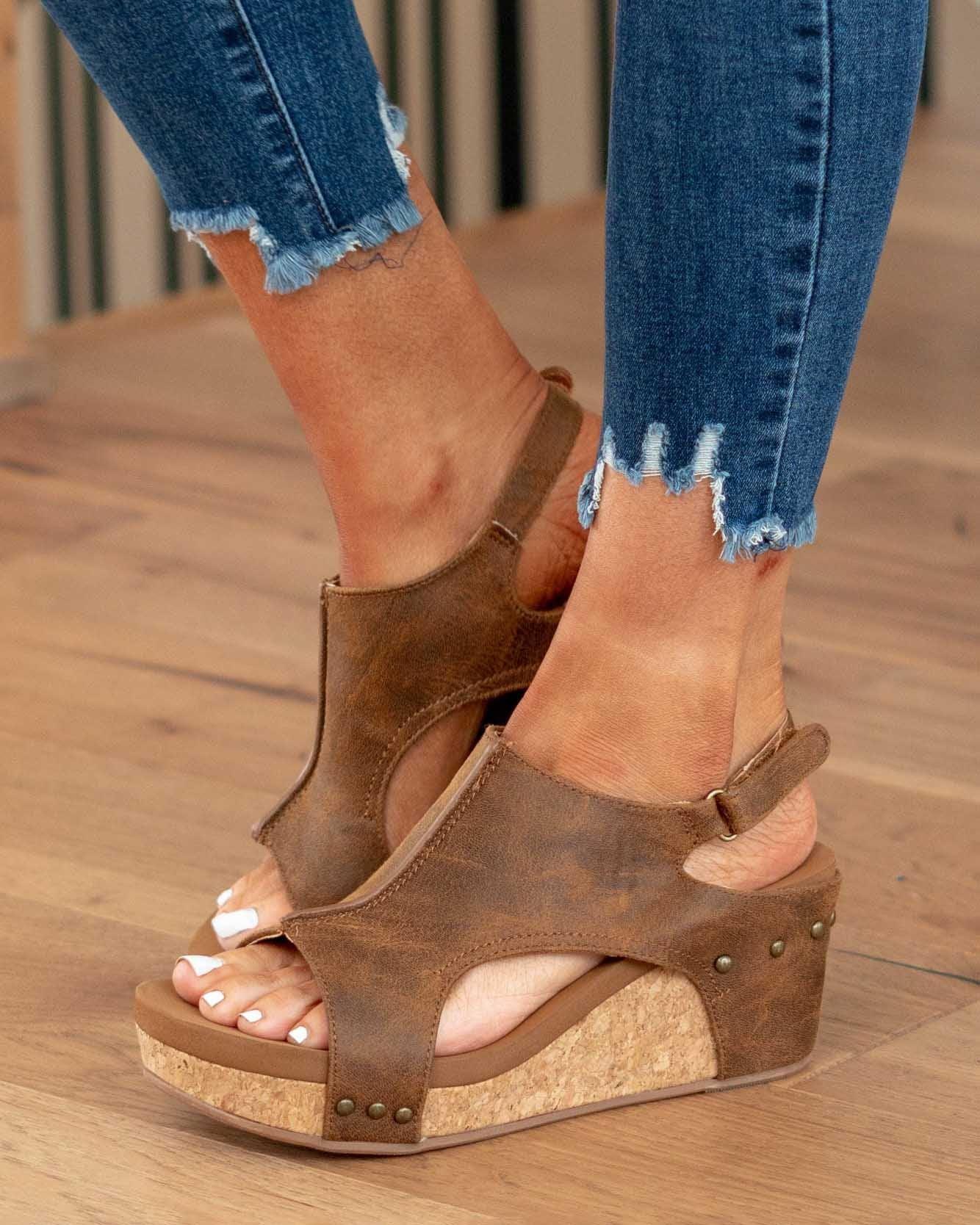 Comfortable Vegan Wedge Sandals for Women - Luxivelle