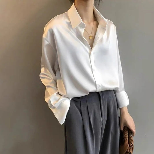Classic Ladies' Silk Shirt with Elegant Style - Luxivelle
