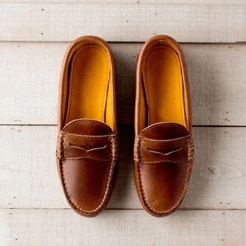 Women's Vintage Slip - On Loafers with Low Heel PU Leather - Lexians