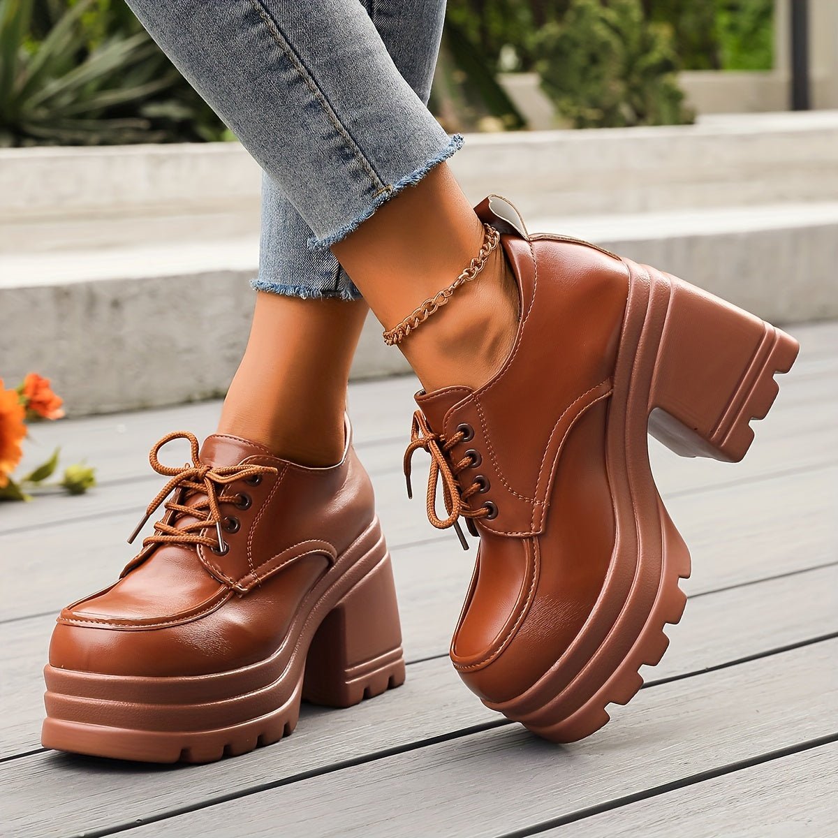 Women's Vivienne Platform Oxfords - Retro Style Chunky Heels - Lexians