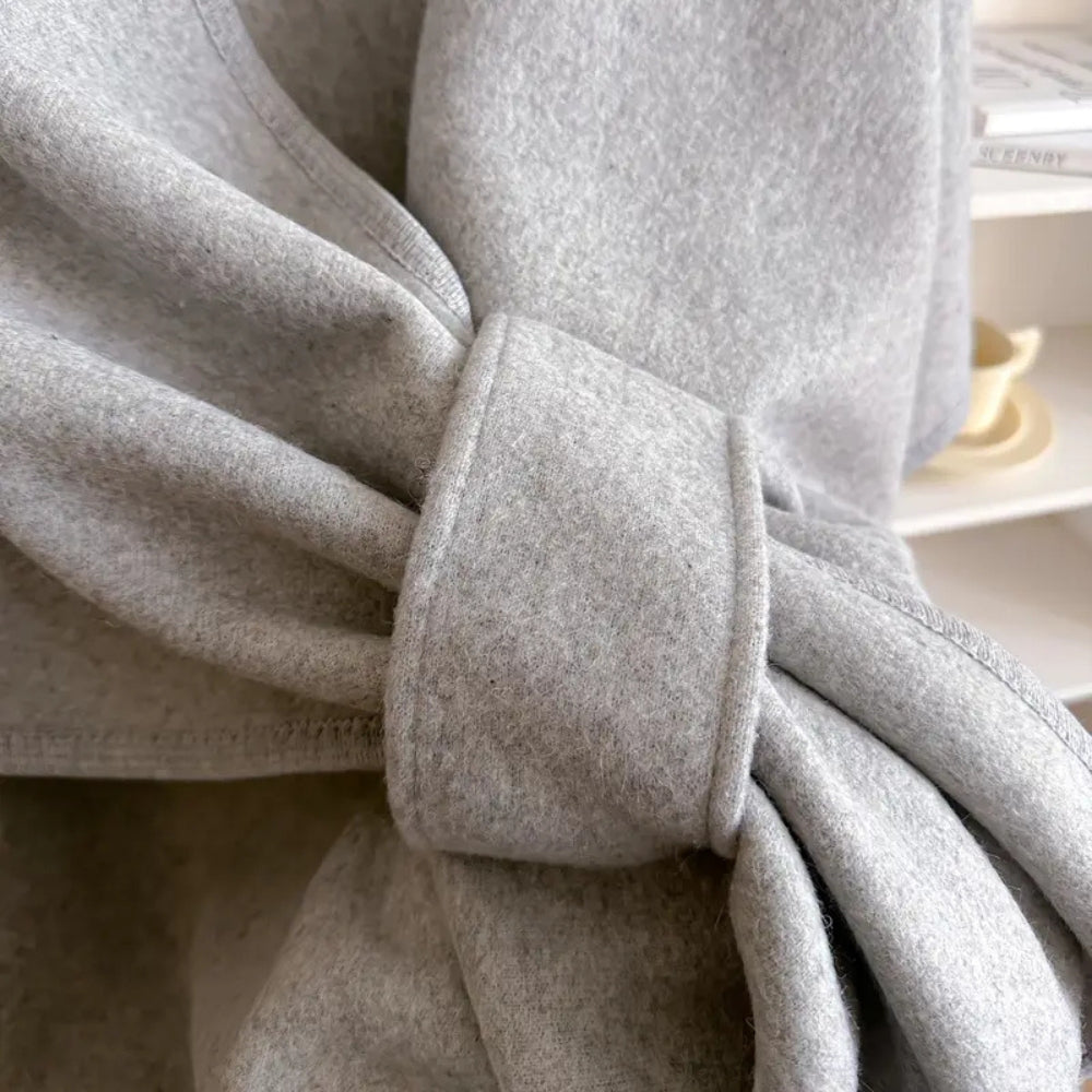 "Women's windproof poncho shawl coat with flowing silhouette in solid color, open front, perfect for fall and winter outfits.