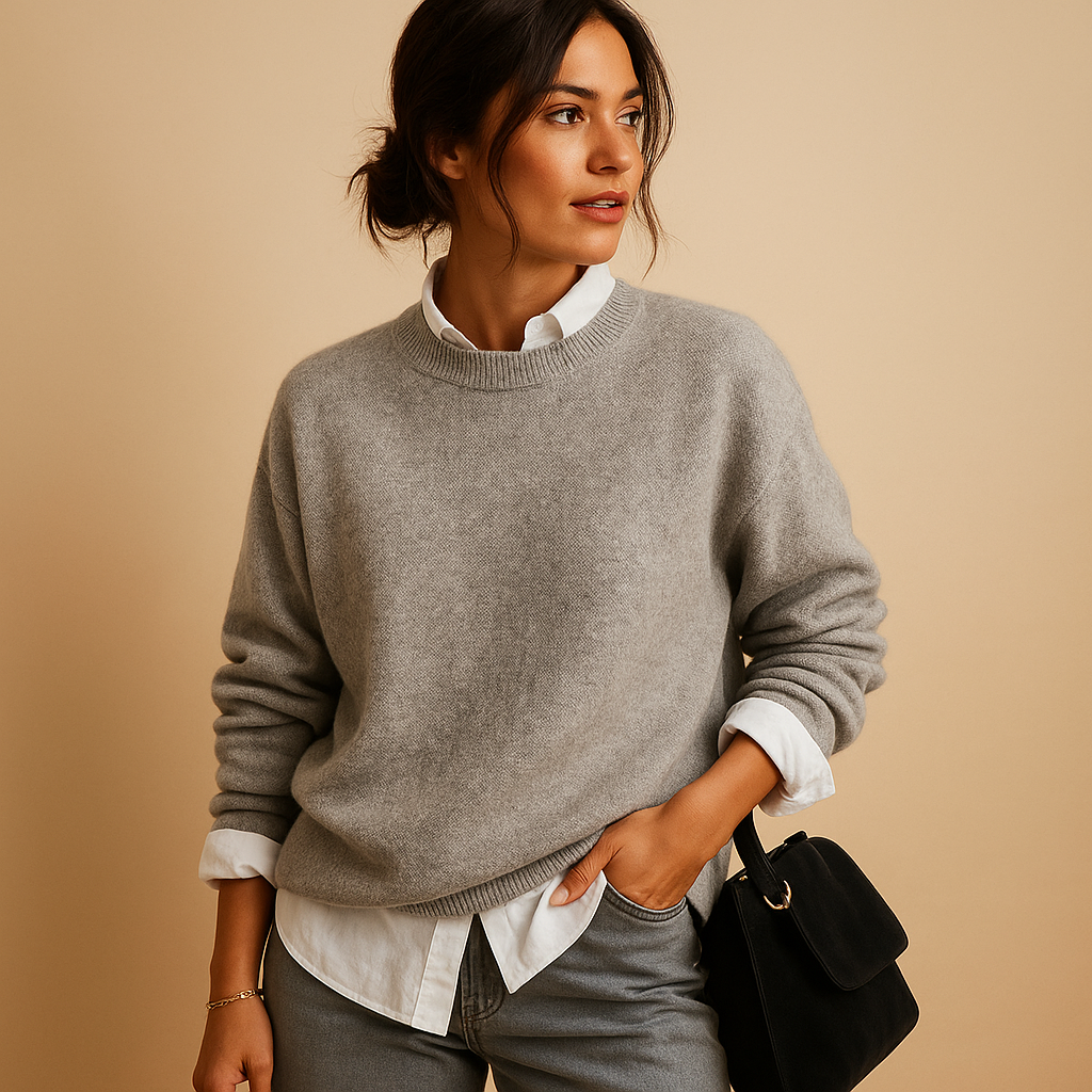 Wool-blend sweater for women with tailored fit, perfect for casual and semi-formal outfits