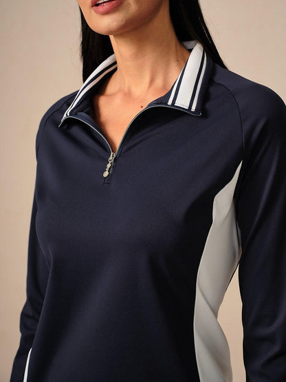 Dark Blue Quarter Zip UPF 50+ Long Sleeve Top
