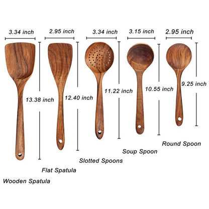 Premium Wooden Kitchen Utensil Set - Durable & Easy Clean