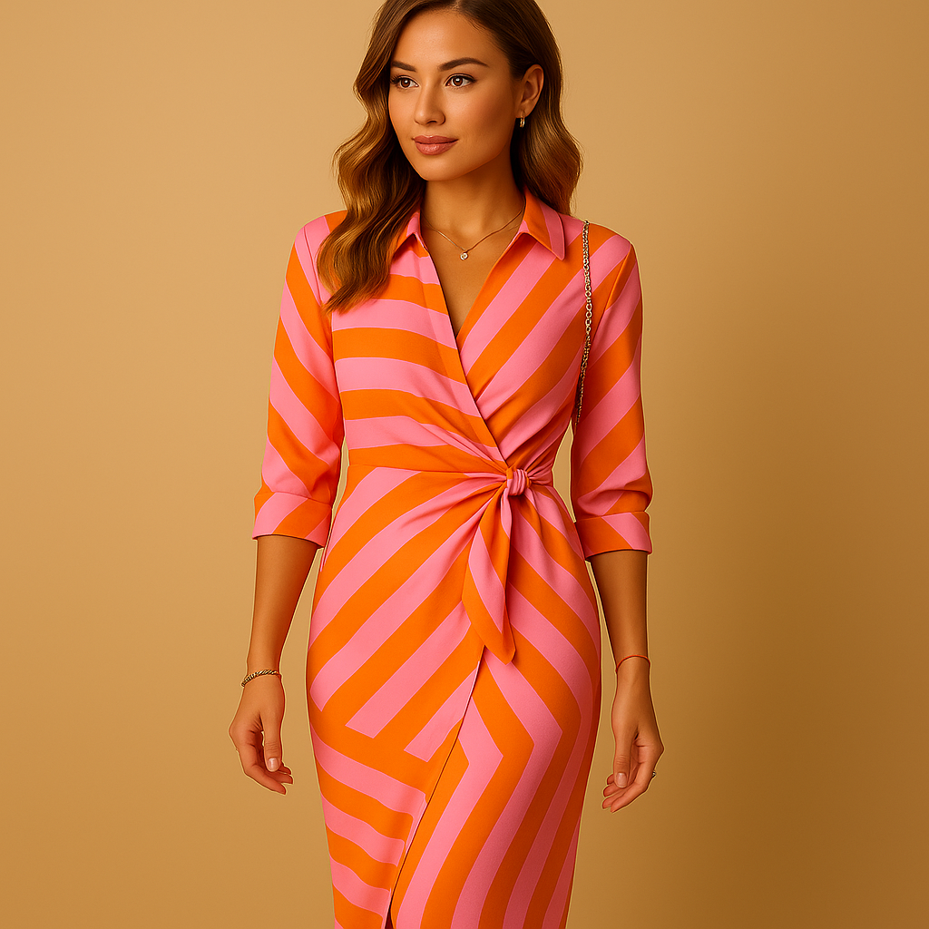 Elegant Tie Waist Shirt Dress for Women - Luxivelle