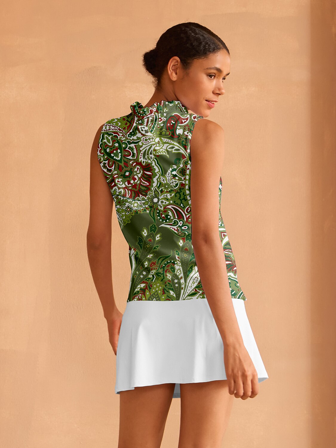 Women's Floral Ruffled V Neck Sun Top
