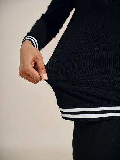 Classic Contrast Long Sleeve Golf Polo Shirt