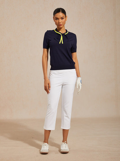 Classic Blue Contrast Knit Polo Shirt