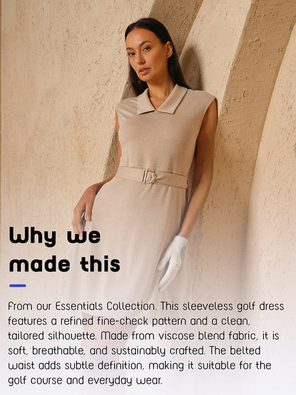Stylish Golf Belted Sleeveless Dress