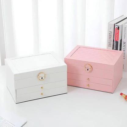 Stylish Jewellery Box with Multiple Layers in Faux Leather