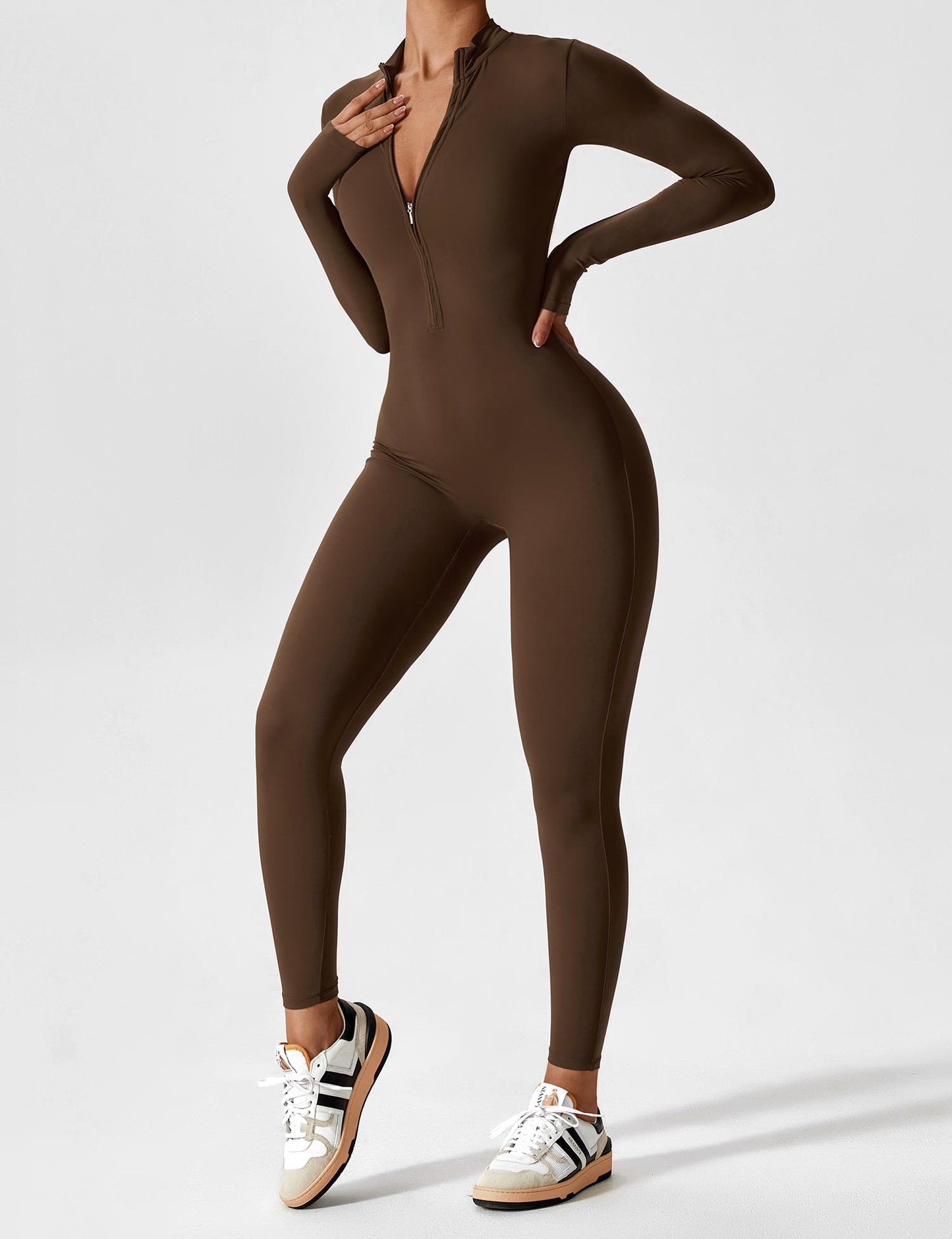 Savannah | Long  Sleeve Zipper Jumpsuit