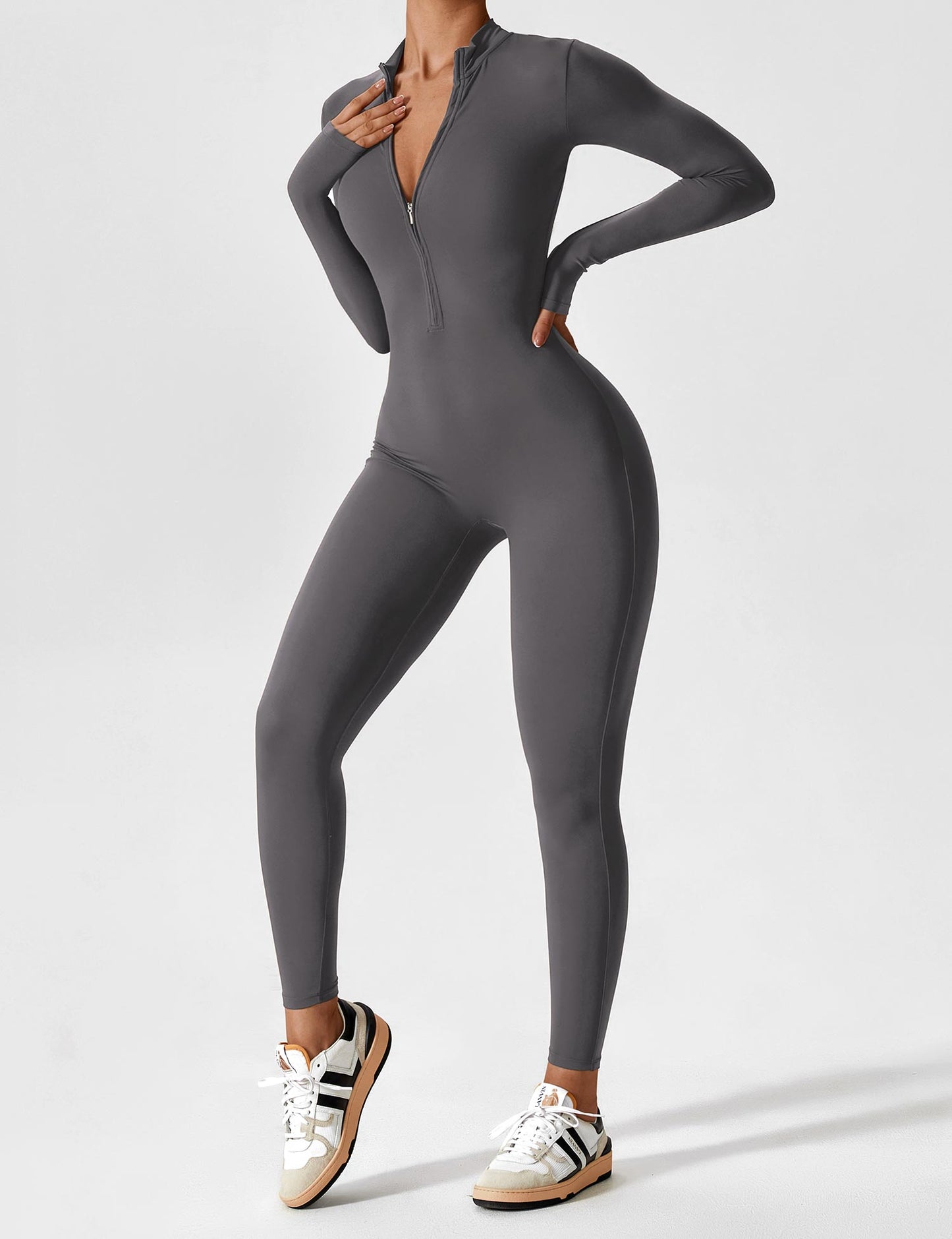 Savannah | Long  Sleeve Zipper Jumpsuit