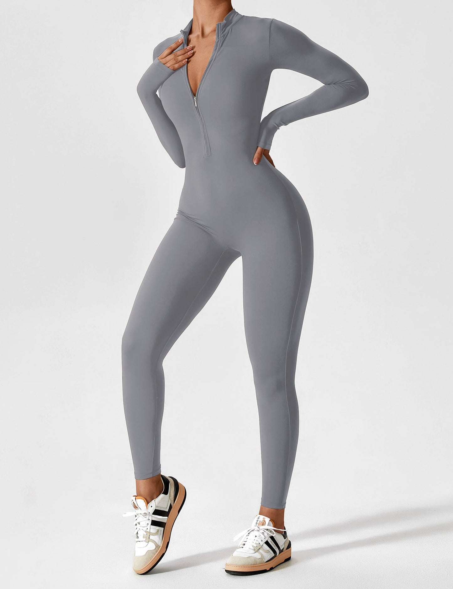 Savannah | Long  Sleeve Zipper Jumpsuit