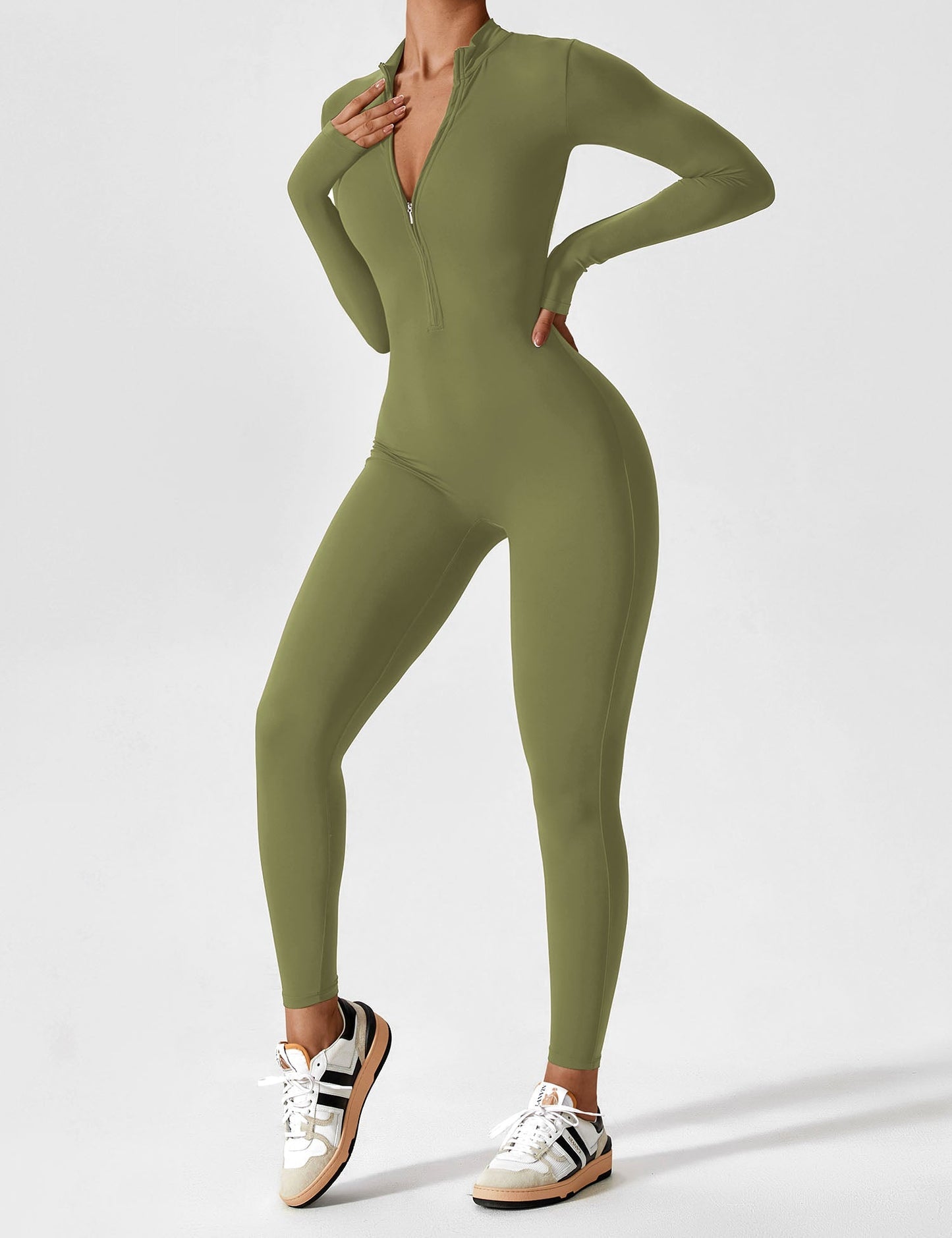 Savannah | Long  Sleeve Zipper Jumpsuit