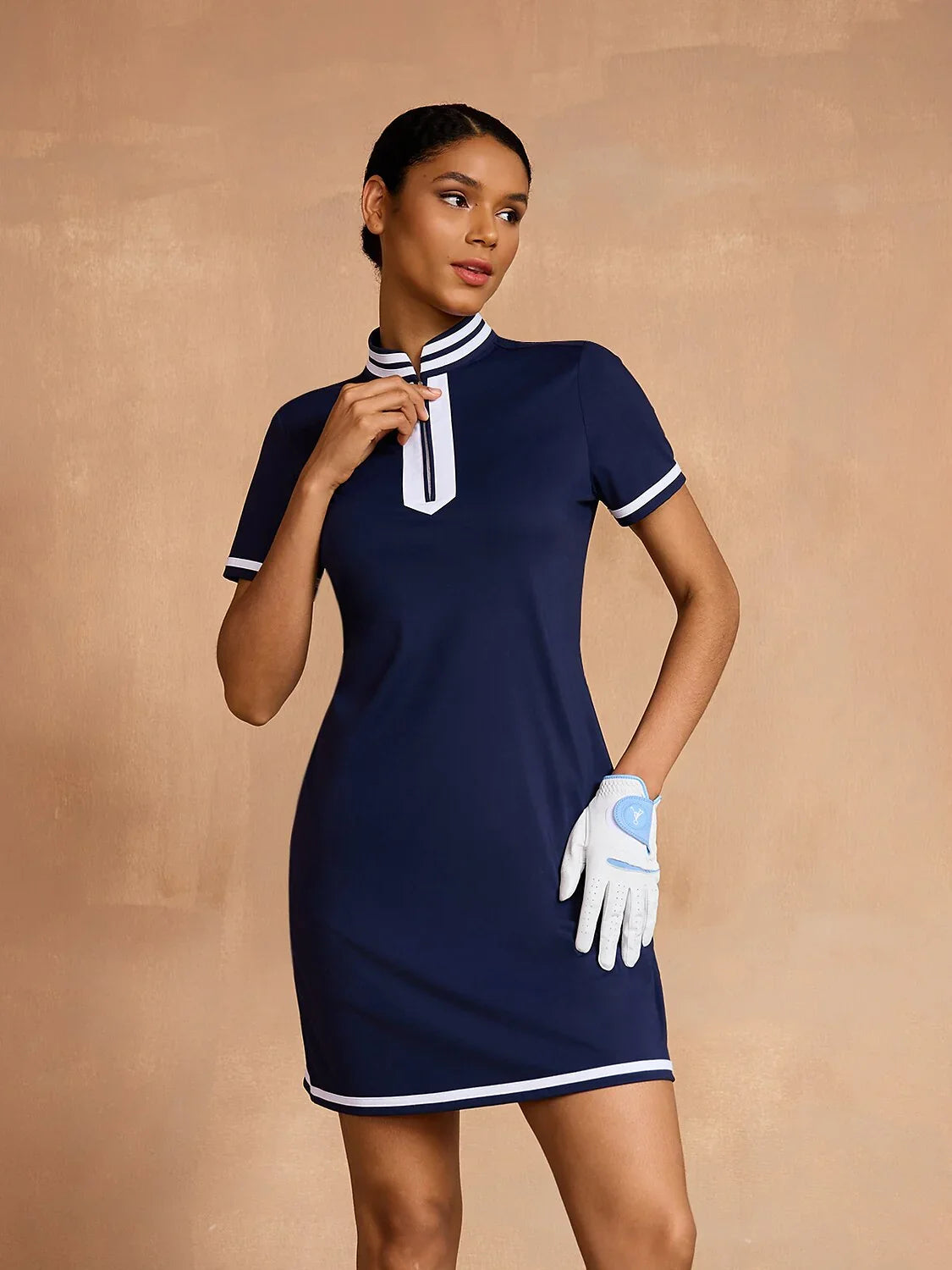 Classic Blue Block Print Sundress with UV Protection