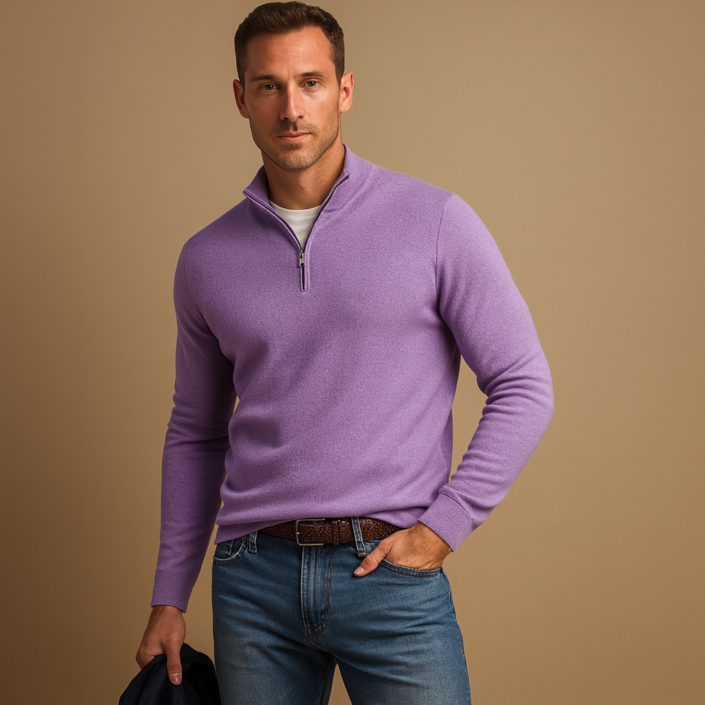 Zip-up cardigan for men in soft fabric with timeless design, perfect for autumn, winter, work, and casual wear.