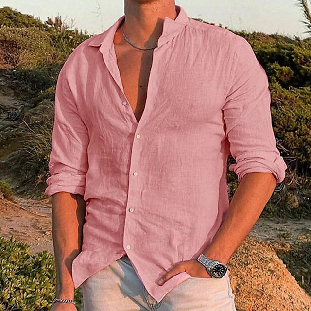 Zander Men's Linen Shirt – Lightweight Cotton Blend, Casual Comfort-2