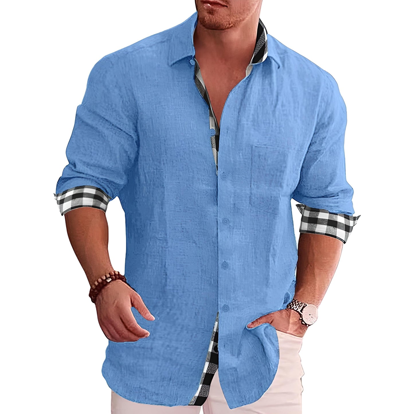 Men's Classic Plaid Long Sleeve Summer Shirt